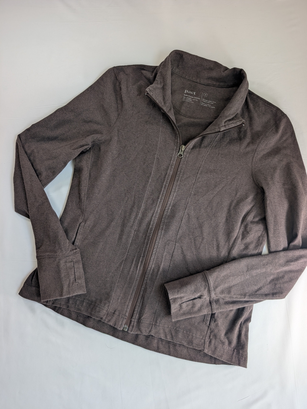 Pact Organic Cotton Brown Zip Up Jacket